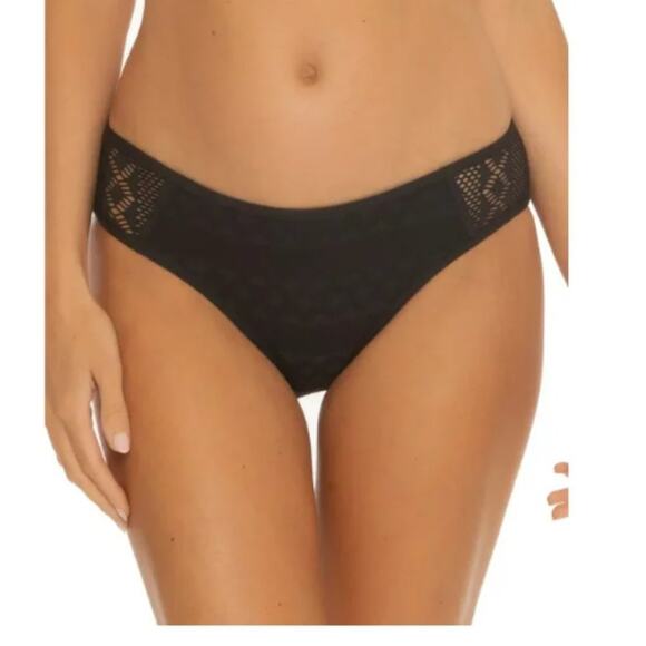 Becca by Rebecca Women's Black Virtue Crochet Hipster Bikini Bottom Size S - Picture 8 of 8